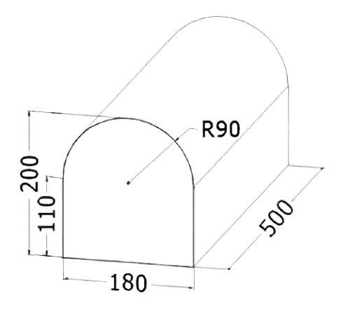 Rozměry půlválce typ 320