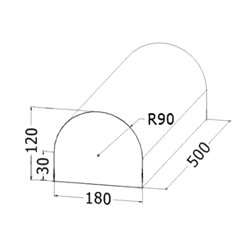 Rozměry půlválce typ 312