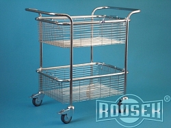 Vozík malý s horními madly a dvěma koši, nerezový